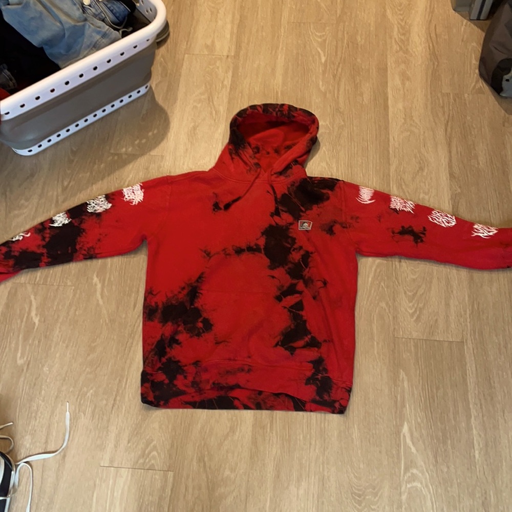 Lurking Class Acid Wash Hoodie in Red